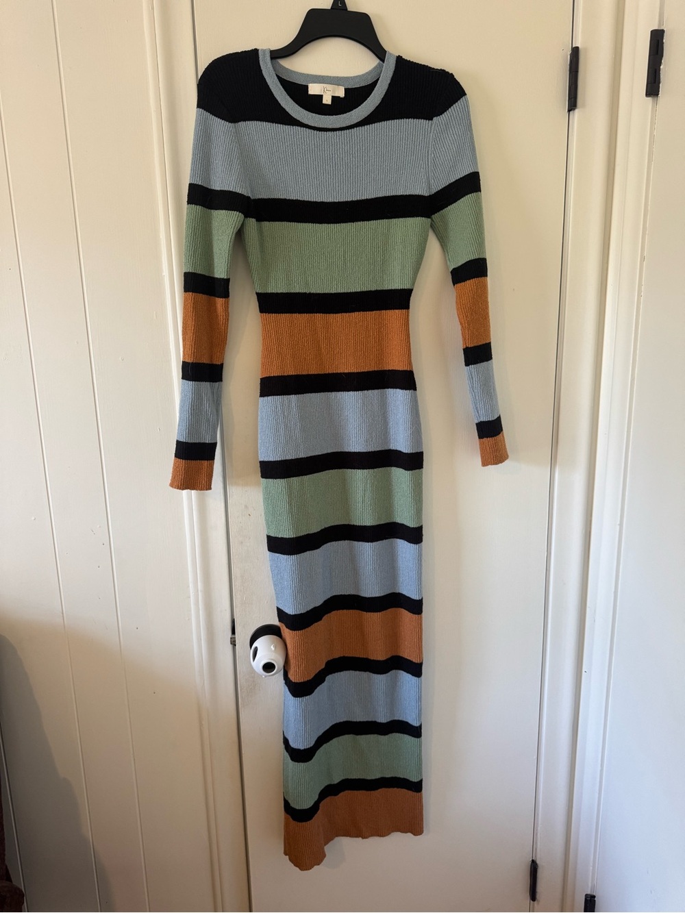 Striped Long Sleeve Knit Maxi Dress - Multi Color